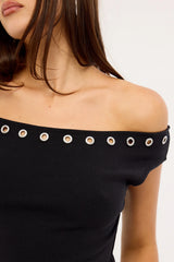 Worship Cold Shoulder Off Shoulder Top Black