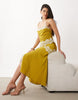 overlay lace trim midaxi dress with back detailing in green