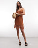 premium hand crochet fringe midi dress in rust