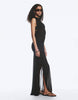 Weekday sheer slash neck maxi dress with ruched side detail in black