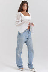 white pleated top