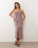 JDY linen blend cami midaxi dress in dark red