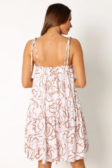 Solaris Mini Dress - Tan White