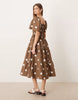Glamorous v-neck tiered midaxi dress in brown and white polka dots