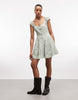 Daisy Street tiered mini dress in green gingham