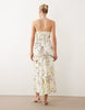 halter trapeze midi dress in conversational print