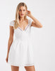 Hollister cap sleeve milkmaid mini dress in white