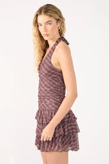 Perfect Stranger Mahli Mesh Halter Top Brown Print