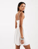 Hollister strappy button front mini dress in white check