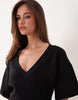 V-neck fitted T-shirt dress in black