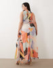 Curve chiffon high neck maxi dress in multi abstract print