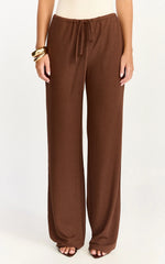 Astrid Pants - Low Waist Wide Leg Pants in Chocolate