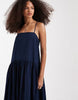 denim smock midaxi dress with side pockets in inky wash
