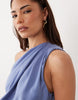 Petite one-shoulder satin maxi dress with pleat detail in lavender blue
