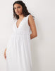 ruched bodice plunge maxi dress in white