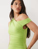 TFNC slinky fallen shoulder thigh slit midaxi dress in bright green