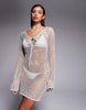 River Island long sleeve knit beach dress in gold