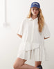 Monki short sleeve shirt dress with tiered hem in white