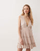 Miss Selfridge cheesecloth tie sides mini beach dress in natural