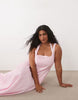 Curve square neck maxi sundress with peekaboo bust in pink gingham