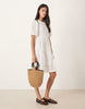 JDY tiered eyelet mini dress in white
