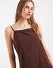 PIECES square neck cotton textured mini dress in coffee brown