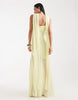 TFNC Bridesmaid chiffon sheer scarf detail maxi dress with sheer skirt in butter lemon