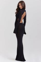 black knit maxi dress