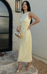 Candice Dress ~ Pale Yellow Luxe Satin