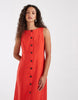 Vero Moda linen look button front maxi dress in poppy red