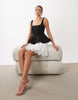 ASOS LUXE mini dress with broderie skirt in black and white