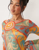 Never Fully Dressed Aria mesh long sleeve maxi dress in kaleidoscope print