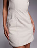 Kaiia cotton blend linen feel tailored strappy open back mini dress in cream