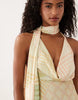 satin scarf cowl neck maxi dress in plaid