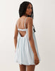 cami mini bubble dress with open back in light blue