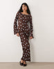 plisse long sleeve midi dress in polka dot print