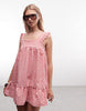 Reclaimed Vintage mini smock sun dress in red and white gingham