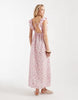 Vero Moda ruffle shoulder V-neck maxi dress in pink floral print