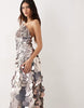 ARRANGE disc sequin crescent bandeau maxi dress in silver