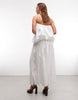 bandeau poplin maxi dress with embroidered lace hem in white