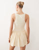 dropped waist mini dress with crinkle cotton skirt in buttermilk