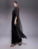 exaggerated cape maxi dress in black