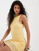 Vero Moda stretch floral lace sleeveless slash neck mini dress in golden yellow