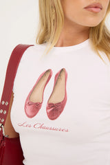 Luck & Trouble Les Chaussures Baby Tee White
