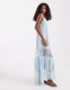 lace inserts handkerchief hem maxi dress in blue