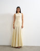 Topshop dropped waist full circle hem midi dress in buttermilk