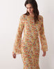 flare sleeve maxi dress in floral print