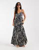 ONLY tiered maxi dress in navy abstract print
