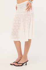 Perfect Stranger Loretta Lace Midi Skirt White