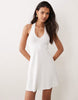 Miss Selfridge halterneck mini dress with picot edges in white